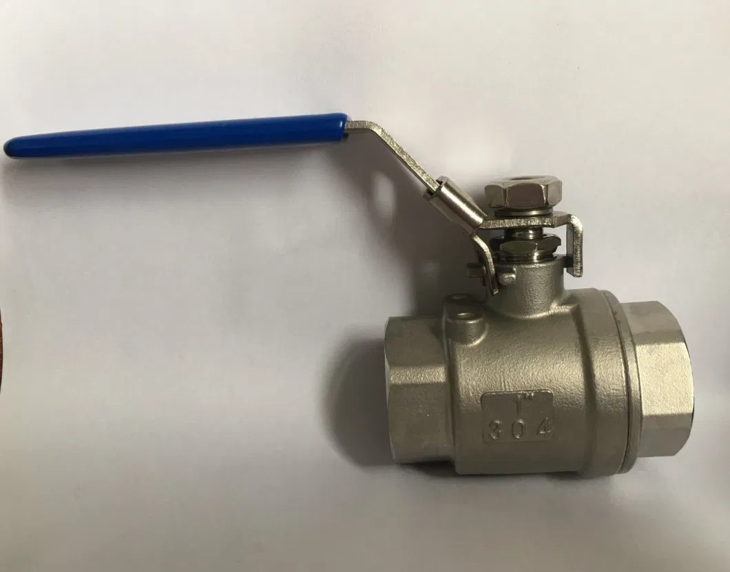 SS304 316 Stainless Steel Handle with Locking Internal Thread BSPP BSPT NPT 2PC Ball Valve